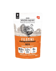 WIEJSKA ZAGRODA Fileciki Indyk nedves macskaeledel 85 g