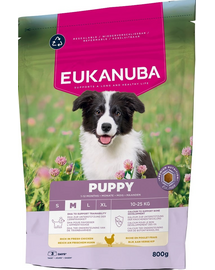 EUKANUBA Puppy Medium Breeds Chicken 800 g száraz táp közepes fajtájú kölyökkutyák számára friss csirkével