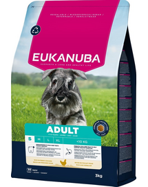 EUKANUBA Adult Small Breeds Chicken 3 kg száraz kutyatáp kisméretű fajták számára, friss csirkével gazdagítva