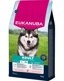 EUKANUBA Adult Large Breeds Salmon Barlej 12 kg száraz kutyatáp nagytestű kutyák számára, gazdag lazacban és árpában