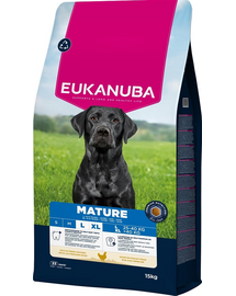 EUKANUBA Mature Large Breeds Chicken 15 kg száraz táp érett nagytestű kutyák számára, friss csirkével gazdagítva