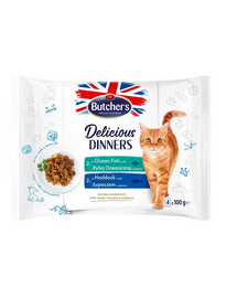 kawałki w galaretce dla dorosłych kotów 4x100g z rybą oceaniczną, z łupaczem