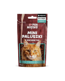 PAN MIÉSKO Mini pálcikák Kacsa macskamentával macska jutalomfalat 50 g