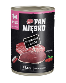 PAN MIĘSKO Kacsa és sertés nedves táplálék kölyökkutyák számára 400 g