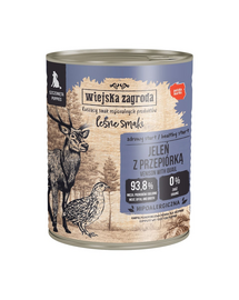 WIEJSKA ZAGRODA Erdő ízei Szarvas fürjtojással nedves táplálék kölyökkutyák számára 800 g