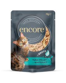 ENCORE Cat Tuna Fillet with Whitebait in Broth tonhal filé fehérhalakkal húslevelben 70 g