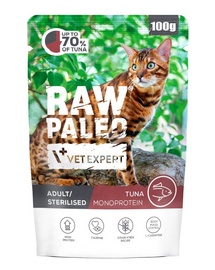 RAW PALEO Monoprotein Felnőtt Sterilizált Macska Tonhal 100 g felnőtt és sterilizált macskáknak tonhallal