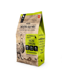 WIEJSKA ZAGRODA Kacsa körtével kutyák számára, száraz táp (M) 9 kg
