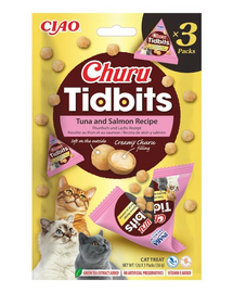 Cat Churu Tidbits Tuna and Salmon Recipe 3x12g miękkie i kremowe przysmaki z tuńczykiem i łososiem dla kotów
