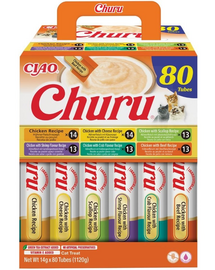 INABA Cat Churu Chicken Recipe 80x14g mix krémes finomságok csirkével macskák számára