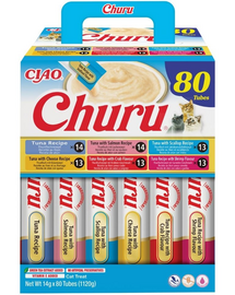 INABA Cat Churu Tonhalas receptúra 80x14g mix krémes jutalomfalatok macskáknak