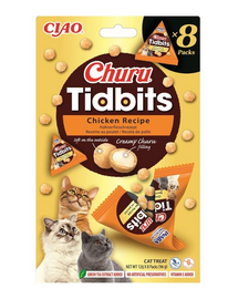 INABA Cat Churu Tidbits Chicken Recipe 8x12g puha és krémes csirkés és lazacos falatok macskáknak