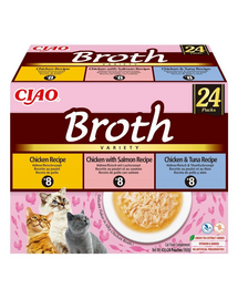 INABA Cat Ciao Broth Variety 24x40g mix bulionos ízű csirkével, lazaccal és tonhallal