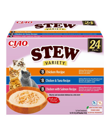 INABA Cat Ciao Stew Creamy Variety 24x40g mix ízletes falatok csirkével, tonhallal és lazaccal krémes szószban