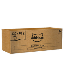 WHISKAS Felnőtt Dobjos Lakoma 120x85 g nedves teljes értékű táplálék felnőtt macskák számára zselében