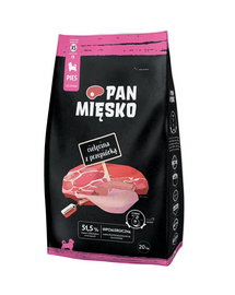 PAN MIÉSKO Borjúhús fürjtojással kölyökkutyáknak XS 20 kg