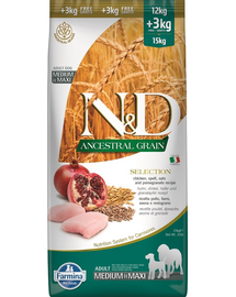 N&D Ancestral Selection dog chicken and pomegranate adult medium&maxi 15 kg