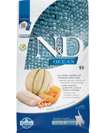 N&D Ocean Cat Kitten cod, shrimp, pumpkin & cantaloupe melon 1,5 kg dorsz, krewetki, dynia i melon kanatlupa dla kociąt