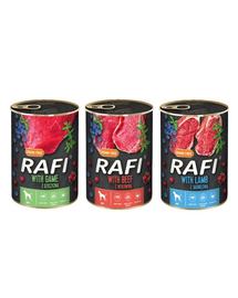 DOLINA NOTECI RAFI Mix smaków (wołowina, jagnięcina, dziczyzna) 36x400g mokra karma dla psa