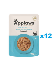 APPLAWS Cat Adult Pouch Tuna Fillet with Seabrem in Broth tuńczyk i leszcz w bulionie 12x70 g