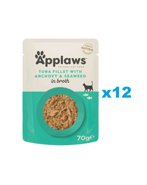 APPLAWS Cat Adult Pouch Tuna Fillet with Whole Anchovy in Broth tuńczyk i anchois w bulionie 12x70 g
