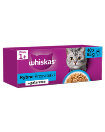 WHISKAS Adult 40 x 85 g Hal ízek a zselés lazacban, tonhalban, tőkehalban, fehér halban