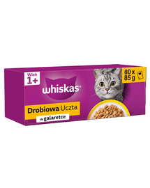 Adult saszetka 80x85g Drobiowa Uczta mokra karma pełnoporcjowa dla dorosłych kotów w galaretce kawałki z kurczakiem, kaczką, drobiem, indykiem