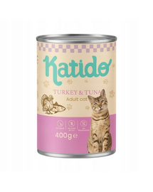 KATIDO Adult Cat Turkey and Tuna 400 g pulyka és tonhal lazacolajjal macskáknak