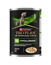 PURINA PRO PLAN Veterinary Diets Canine HA Hypoallergenic 400g ételérzékenység esetén, nedves táplálék felnőtt kutyák és kölykök számára