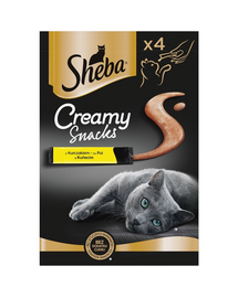 SHEBA Creamy Snacks krémes jutalom macskáknak csirkével 4x12g