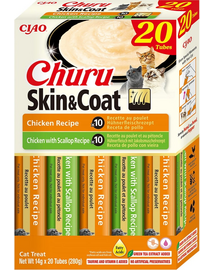 Churu Cat Skin Coat 20x14g kurczak, kurczak i przegrzebki kremowy przysmak dla kota
