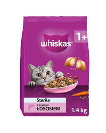 WHISKAS Sterile 1,4 kg teljes értékű száraz eledel felnőtt macskáknak ivartalanítás után, finom lazaccal