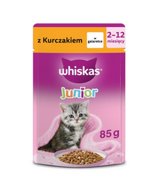 WHISKAS Junior csirkével zselében 85 g nedves kaja kiscicák számára