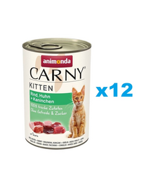 ANIMONDA Carny Kitten Beef&Chicken&Rabbit 12x400 g wołowina, kurczak i królik dla kociąt