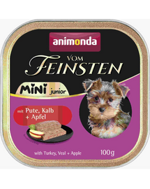 ANIMONDA Vom Feinsten Mini Junior pulykával, borjúhússal és almával 100g nedves táplálék kiskutyák számára