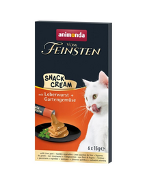 ANIMONDA Vom Feinsten Snack Cream májkrémes és zöldséges falatka macskáknak 6x15g