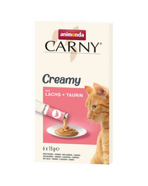 ANIMONDA Carny Creamy z łososiem i tauryną 6x15 g kremowa przekąska dla kotów