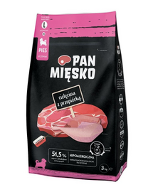 PAN MIÉSKO Borjúhús fürjtojással kölyökkutyáknak L 3 kg