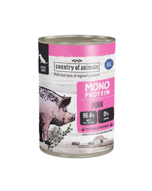 COUNTRY OF ANIMALS Dog Monoprotein Pork 400g sertéshús, nedves kutyaeledel