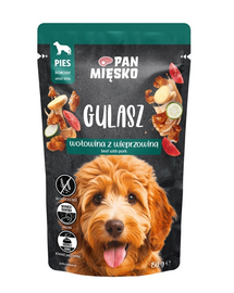 PAN MIĘSKO Gulyás Marhahússal és sertéshússal nedves eledel kutyáknak 150g