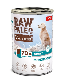RAW PALEO Monoprotein Kangaroo Adult 400g kenguru hússal, nedves kutyaeledel
