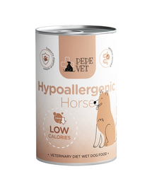 PAKA ZWIERZAKA PEPE Vet Hypoallergenic Horse 400 g nedves kutyatáp, amely támogatja az ételintoleranciát szenvedő kutyákat