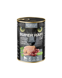 SUPER RAFI Cat z perliczką i sercami z kaczki 400g mokra dla kota