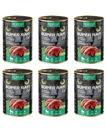 SUPER RAFI Cat kacsával és pulykás májjal 6x400g nedves táplálék ivartalanított macskák számára