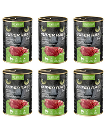 SUPER RAFI Cat vaddisznóhússal és csirkeszívvel 6x400g nedves macskaeledel
