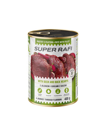 SUPER RAFI szarvas- és kacsaszívpástétom 400 g nedves kutyatáp