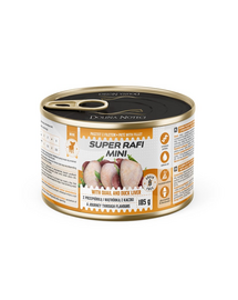 SUPER RAFI Mini fürj és kacsamájjal 185g nedves táplálék kisméretű kutyák számára