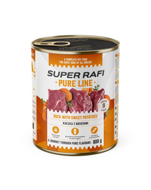 SUPER RAFI Pure Line kacsával édesburgonyával 800g nedves kutyaeledel