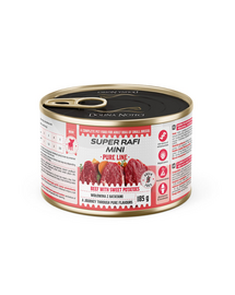 SUPER RAFI Mini Pure Line z wołowiną i batatami 185g mokra karma dla psów małych ras