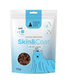 PAKA ZWIERZAKA PEPE Vet Funkcionális jutalomfalatok Skin Coat 70g jutalomfalatok a bőr és a szőrzet támogatására kutyák számára